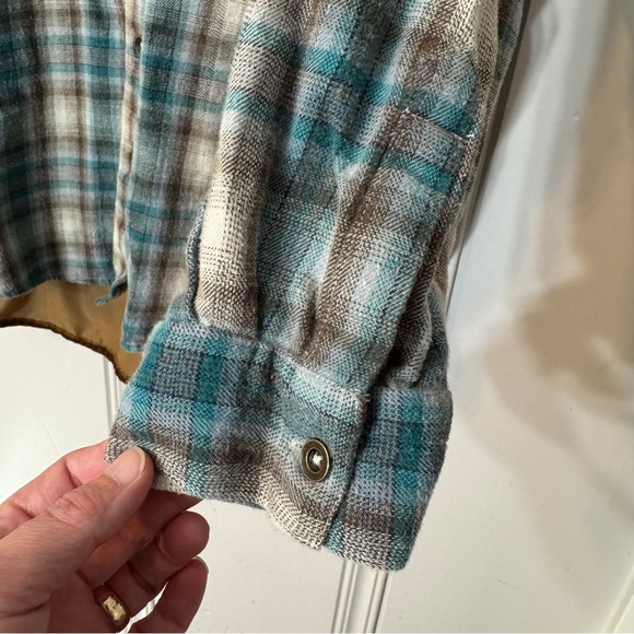 Kyla Seo Plaid Velvet Embroidered Back Button Up Tunic Top Boho Size XXL - Picture 6 of 14